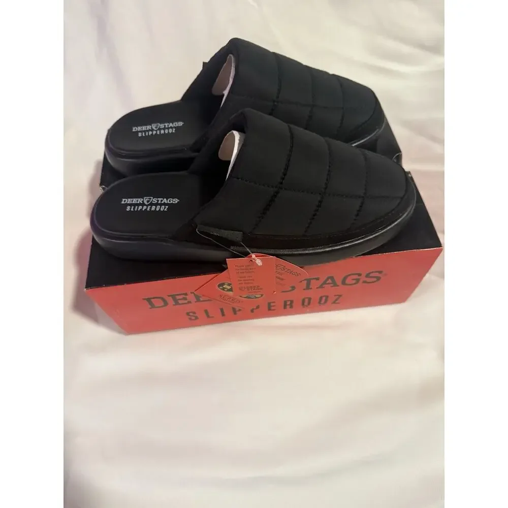 Deer Stags Slipperooz Oslo Black Cushioned Slide Slip-On Slippers Mens 8 M